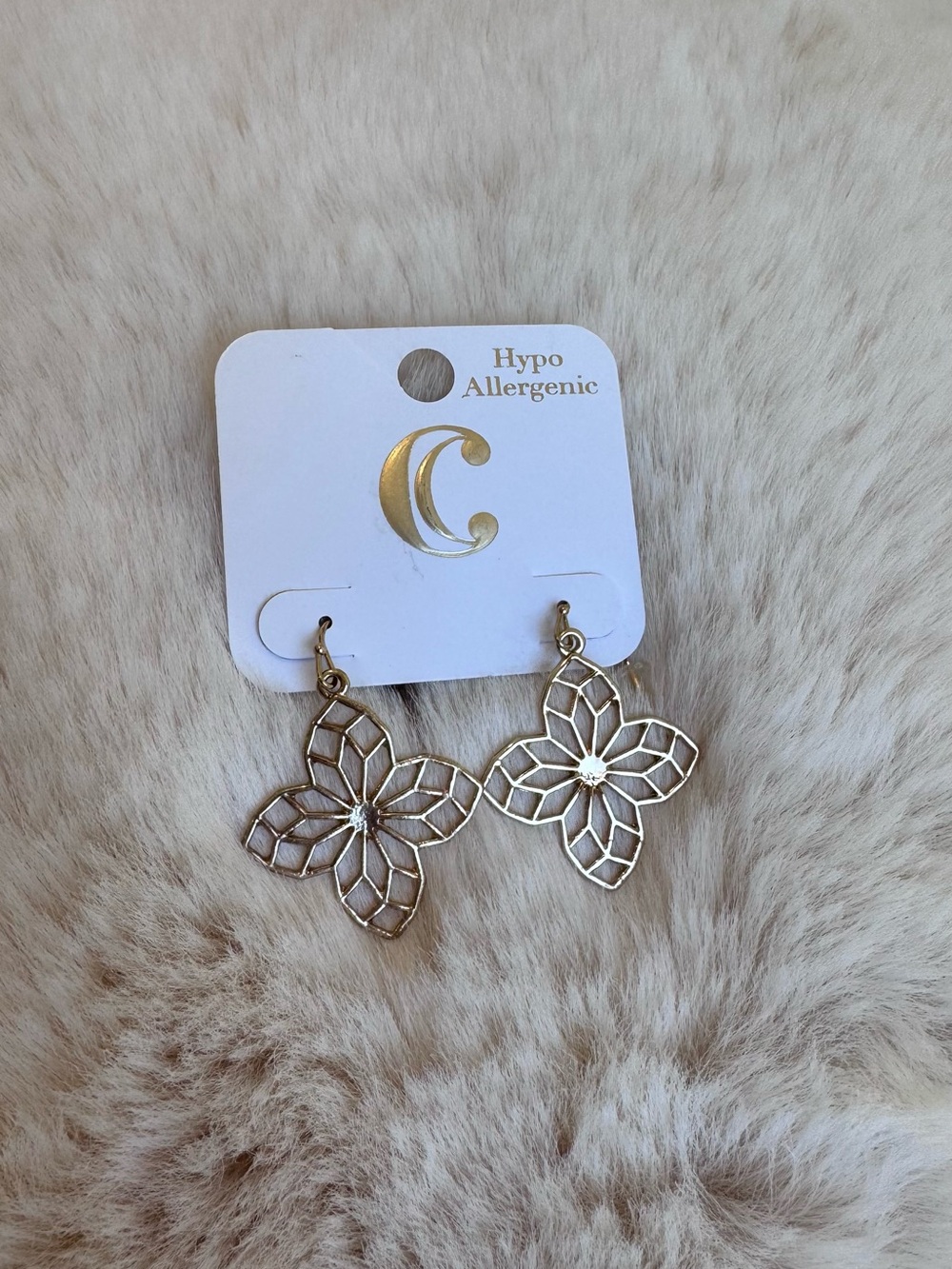Charming Charlie Gold Filigree Floral Drop Earrings